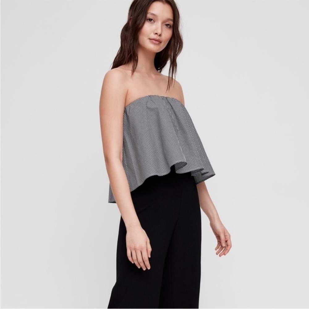 Aritzia Babaton Eckerd Gingham Tube Top Cropped Blouse, size L
